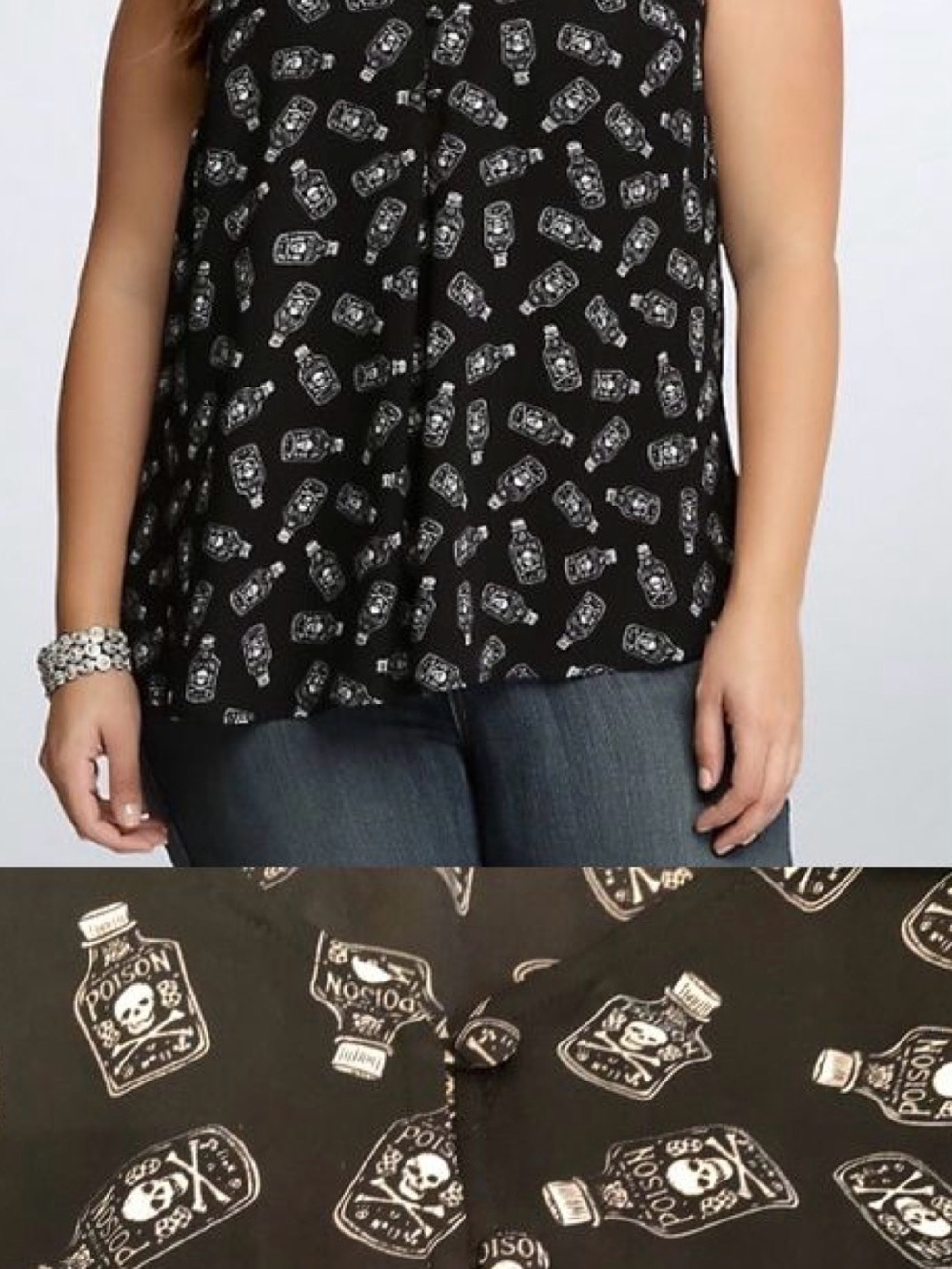 Torrid Black Sleeveless Camisole with White Poison Bottle Print